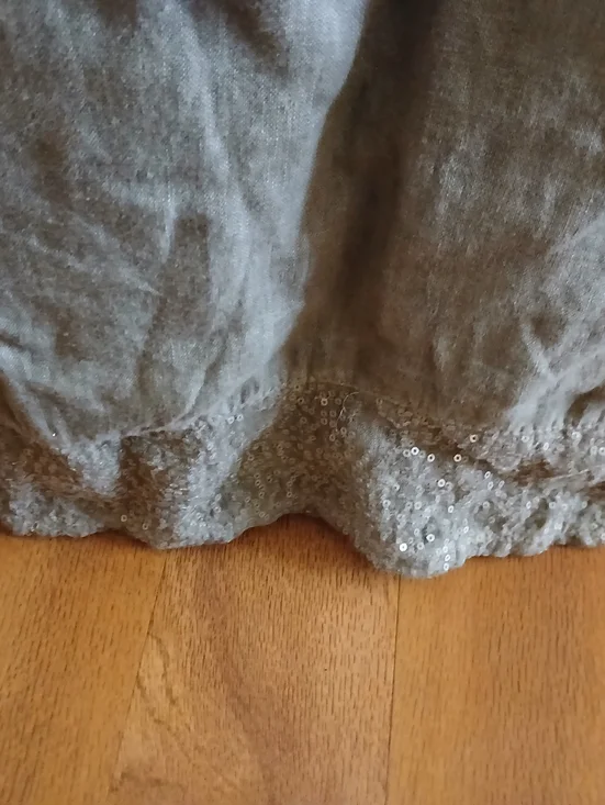 LINA TOMEI sage green sequin linen shift mini dress - Picture 6 of 7